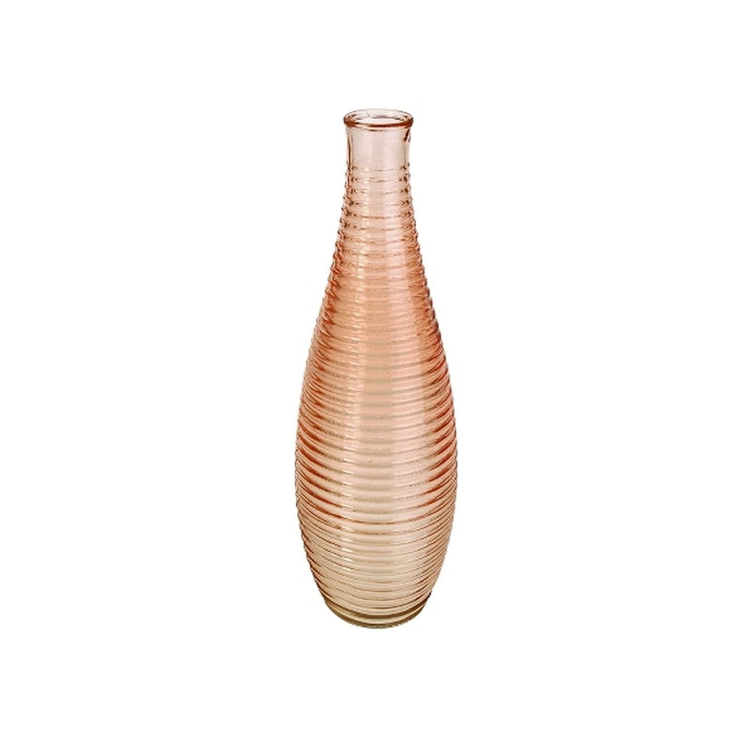 Werner Glas - cm rosa - Voß - 11,5x24 - Dekovase eingefärbtes gerillt Vase