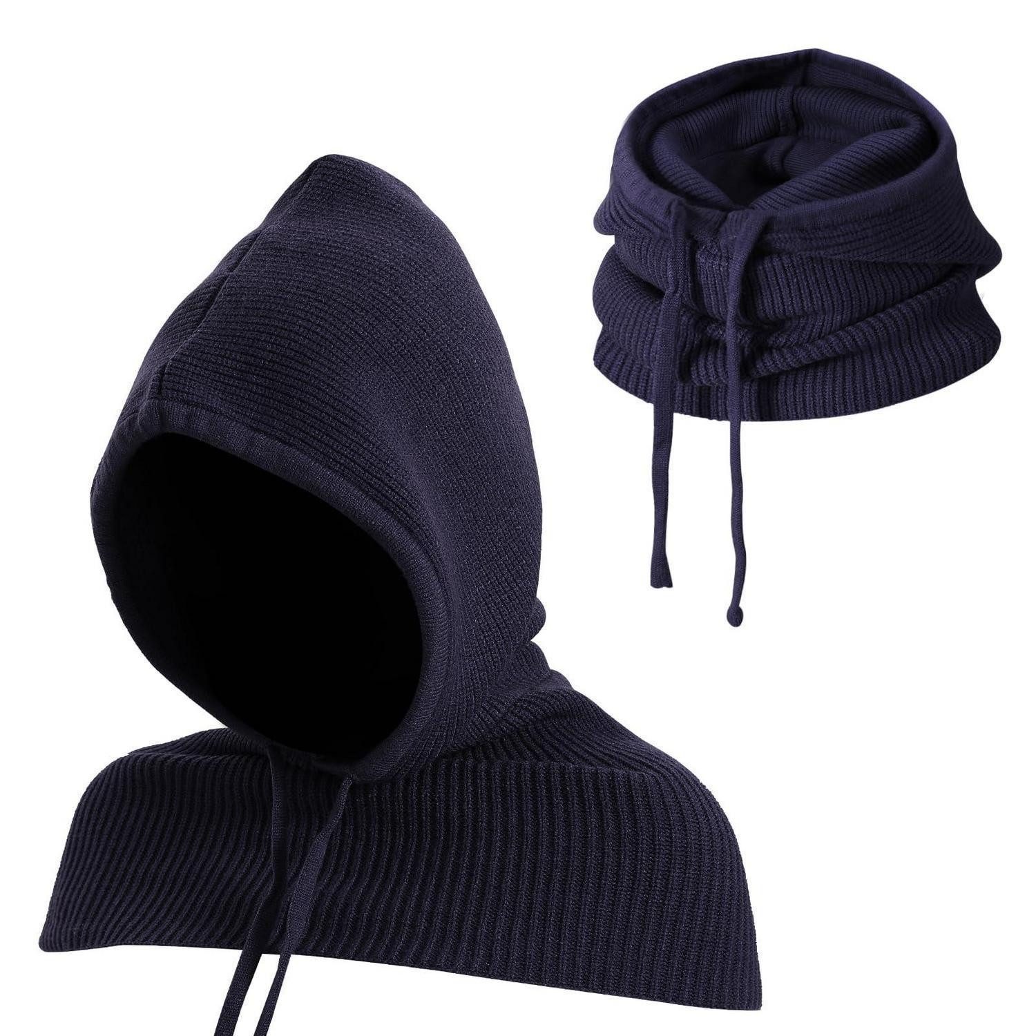 LuxusKollektion Sturmhaube Sturmhaube 2in1 Kapuzenschal Nackenwärmer Winddicht Marineblau