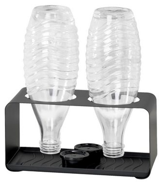 WENKO Flaschenhalter WAVE, Schwarz, B 23,5 cm, Kunststoff, Metall, für 2 Flaschen geeignet