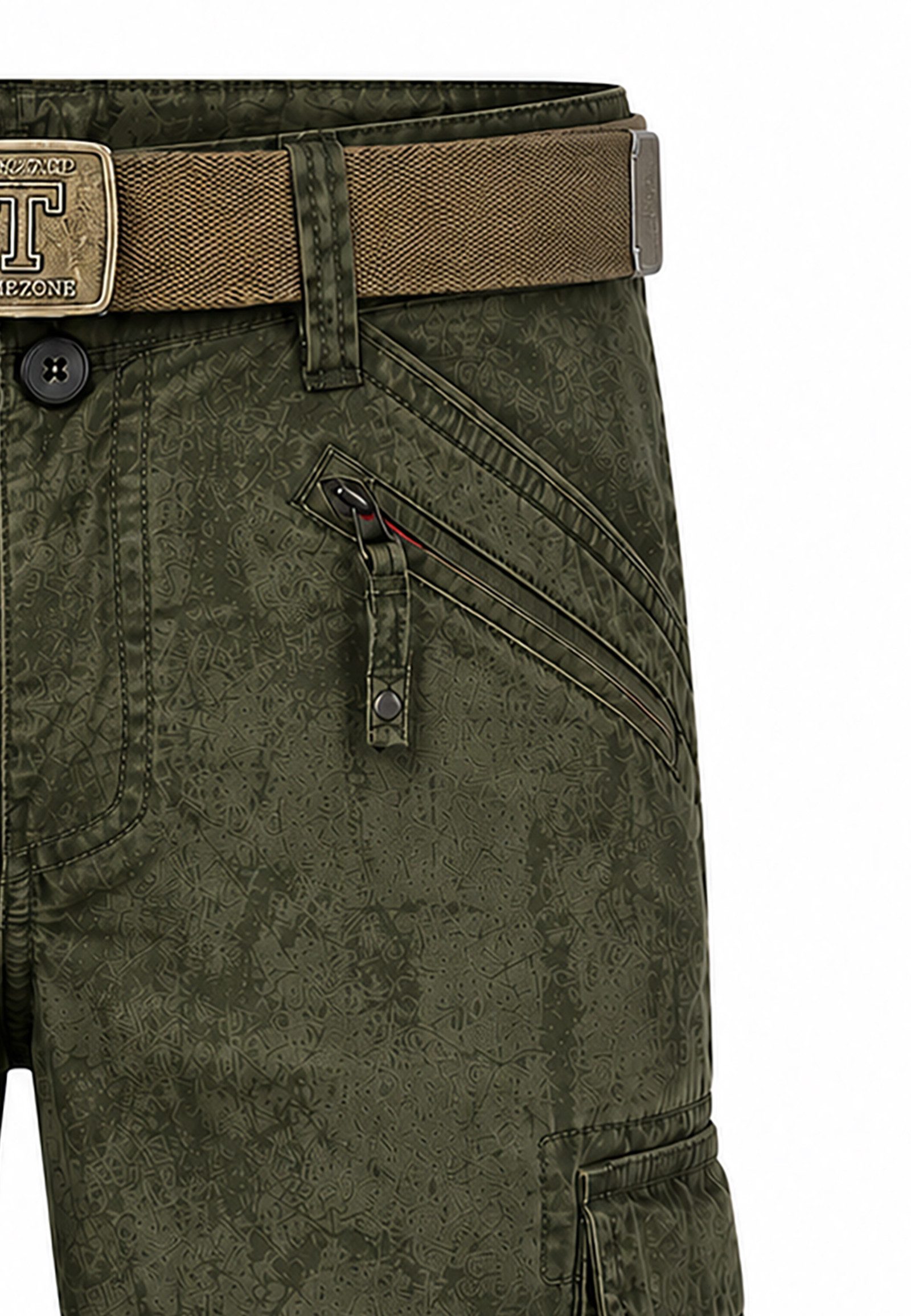 TIMEZONE Cargoshorts Kariert Wadenlang Cargotaschen Zip Fly Reißverschlusstasche für Herren (1-tlg) Baumwolle Normal Fit Kariert atmungsaktiv Reißverschluss