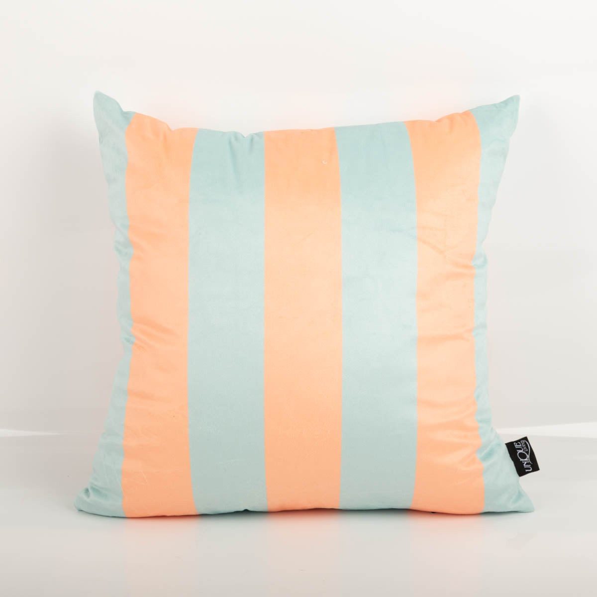 SCHÖNER LEBEN. Dekokissen Samtkissen Kissenhülle Streifen Peach Mint 45x45 cm