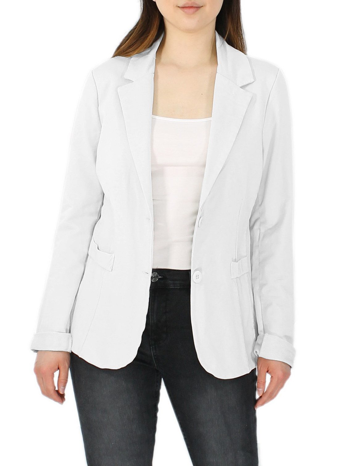 Jerseyblazer Taillierter Damen Blazer – Elegante Übergangsjacke in Unifarben