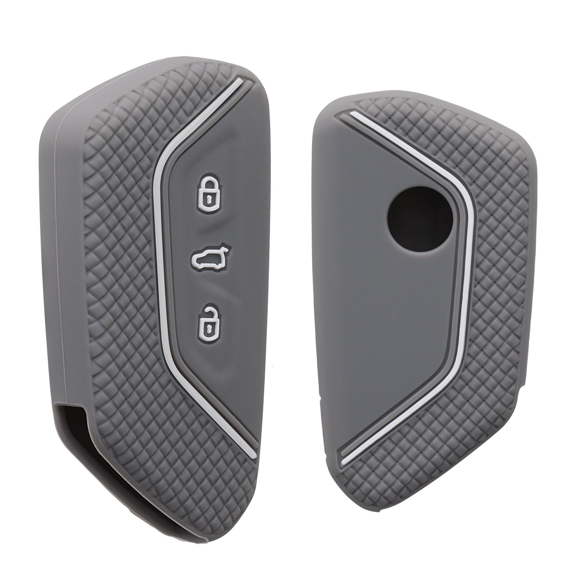 Hellgrau 8, Autoschlüssel Hülle Case Cover für Schlüsselhülle Schlüsseltasche Silikon kwmobile VW Golf Schlüssel