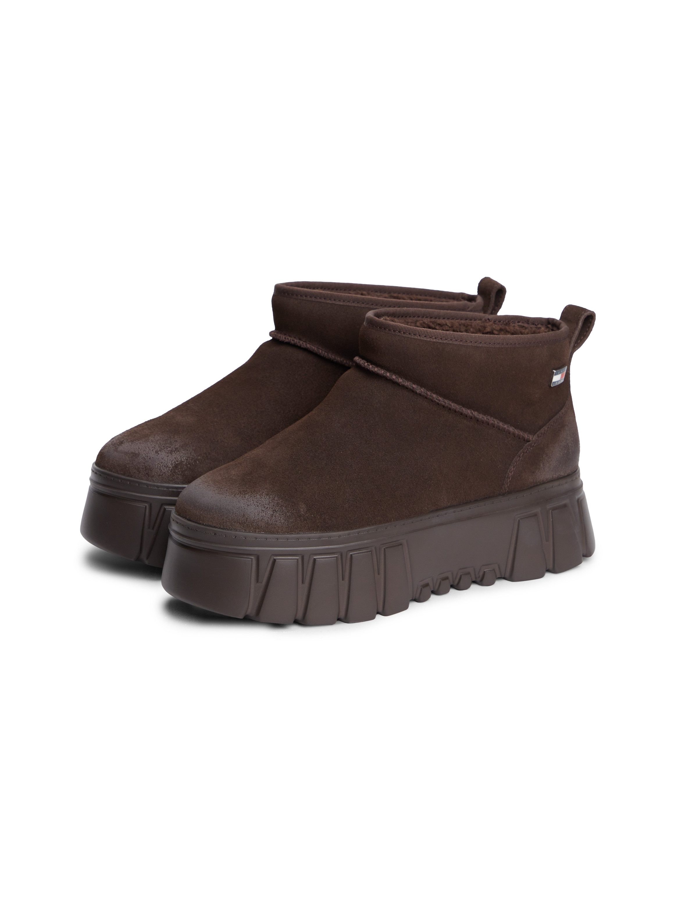 Tommy Jeans TJW SUEDE PLATFORM BOOTS WL Winterboots Plateausohle, Stiefelette mit trendigen Ziernähten