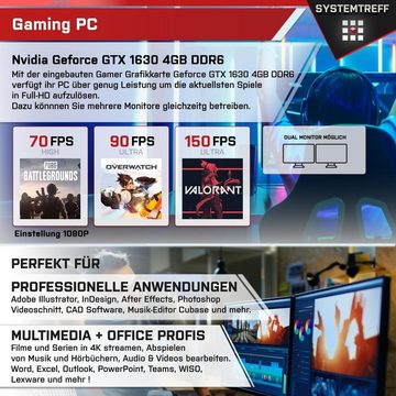 SYSTEMTREFF Basic Gaming-PC (Intel Core i5 12400F, GTX 1630, 16 GB RAM, 512 GB SSD, Luftkühlung, Windows 11, WLAN)