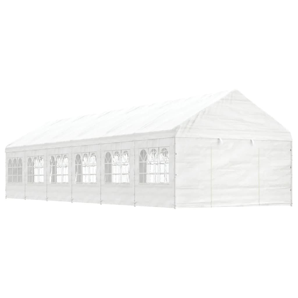 vidaXL Partyzelt Pavillon mit Dach Weiß 13,38x4,08x3,22 m Polyethylen günstig online kaufen