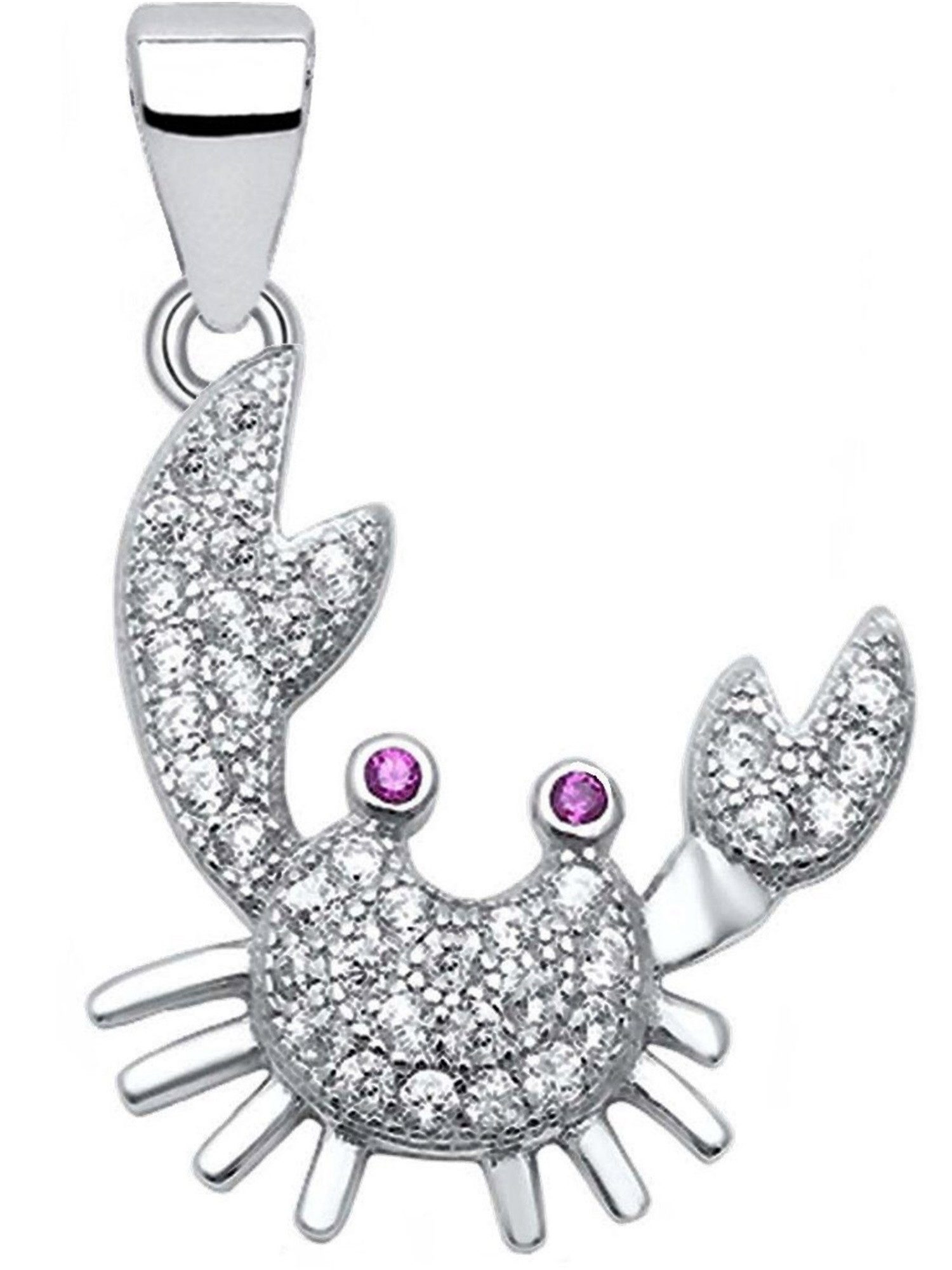 Kettenanhänger Krebs Anhänger 925 Silber Kettenanhänger Krebstier mit Zirkonia