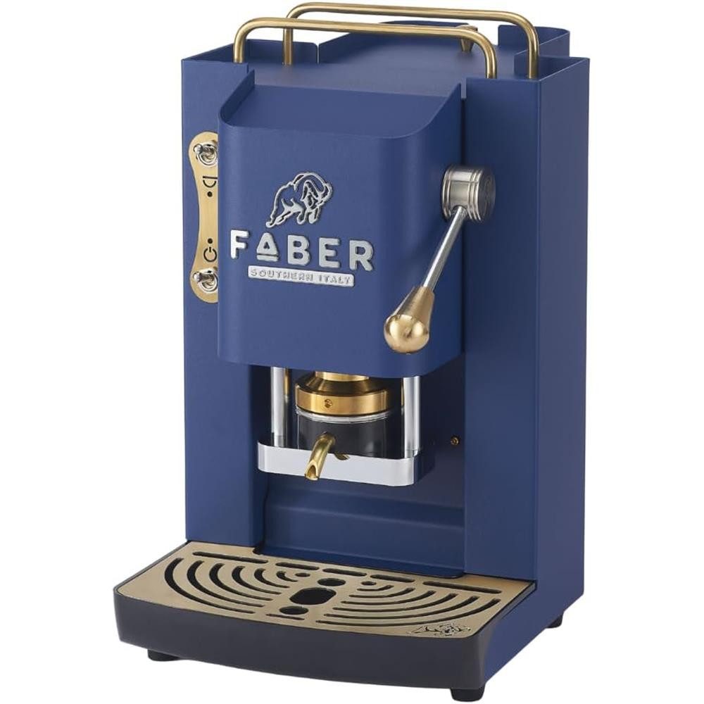 Faber Coffee Machines Kaffeepadmaschine Faber Pro Deluxe 3.0 Messing, ESE Pads, Messing-Details mit hochwertigem 3D-Logo