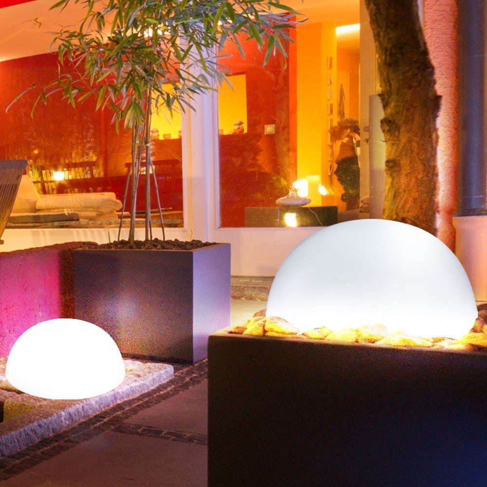 etc-shop LED Außen-Stehlampe, Wand LED-Leuchtmittel Steh Kugel Solar 3er Lampen LED fest Halb verbaut, Fassaden Set