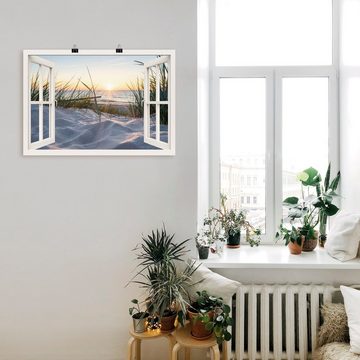 Artland Wandbild Ostseestrand durchs Fenster, Meer Bilder (1 St), als Alubild, Outdoorbild, Leinwandbild, Poster, Wandaufkleber