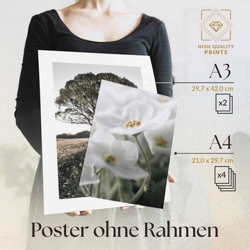 Heimlich Poster Set als Wohnzimmer Deko, Bilder DINA3 & DINA4, See Natur Grün, Bäume