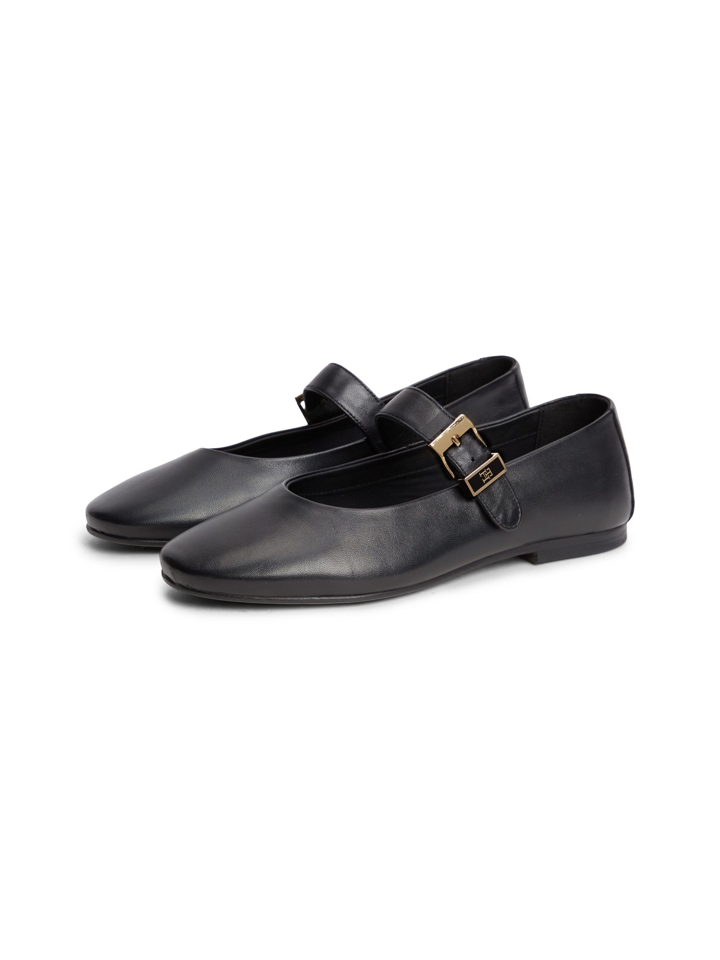 Tommy Hilfiger TH BUCKLE LEATHER BALLERINA Riemchenballerina Businessschuh, mit verstellbarer Schnalle über den Rist