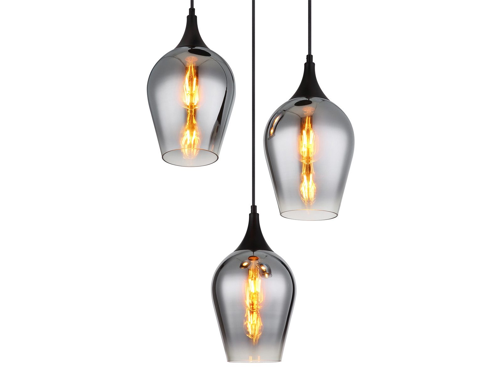 GLOBO LIGHTING LED Pendelleuchte, LED wechselbar, warmweiß, Ausgefallene Lampe für Esstisch & Treppenhaus hängend Rauchglas, Ø45cm