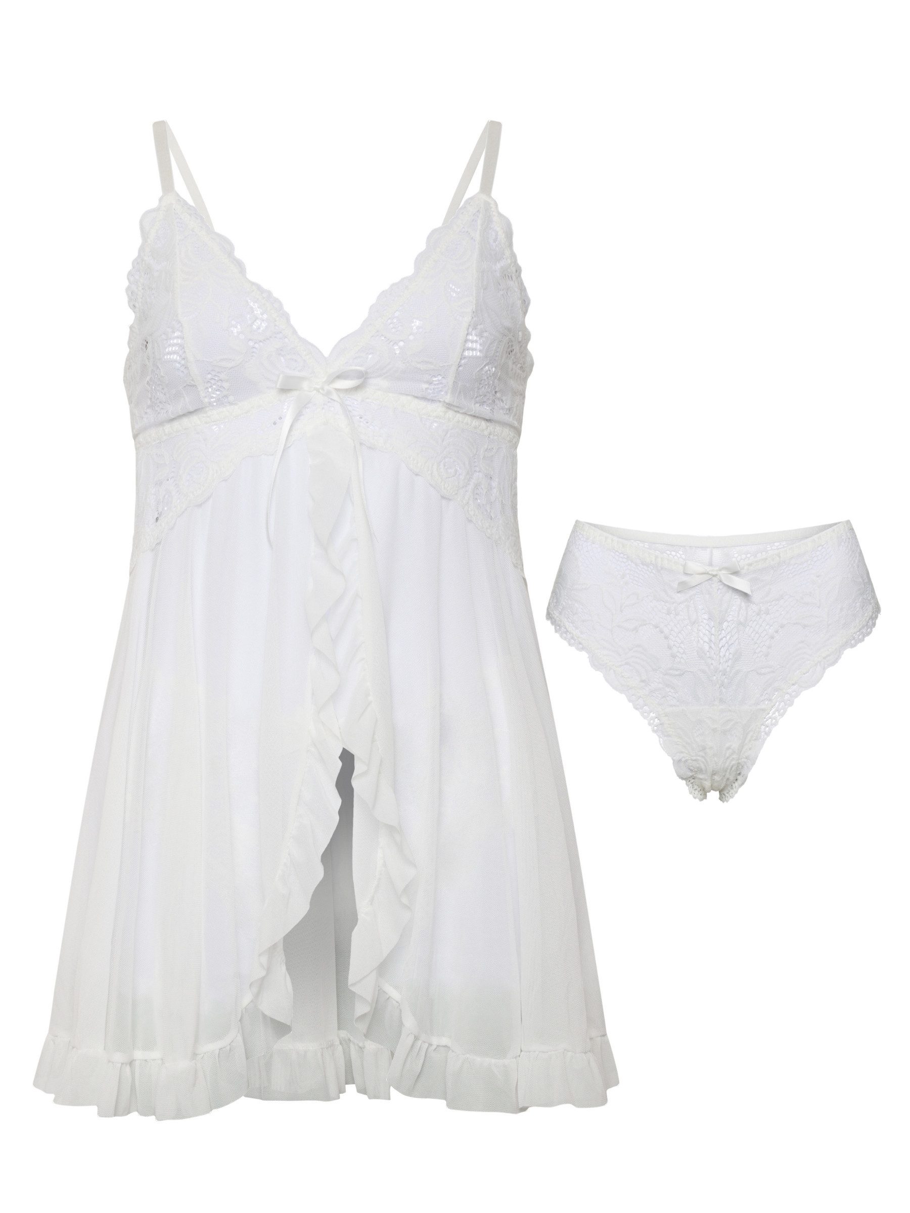 Orchibelle Nachthemd Transparente Dessous mit Spitze und Slip – Sexy Babydoll mit Tanga (Set, 2-tlg., mit Panty) Elegantes Negligee Set – Sinnliche Reizwäsche – Bild 2 von 5