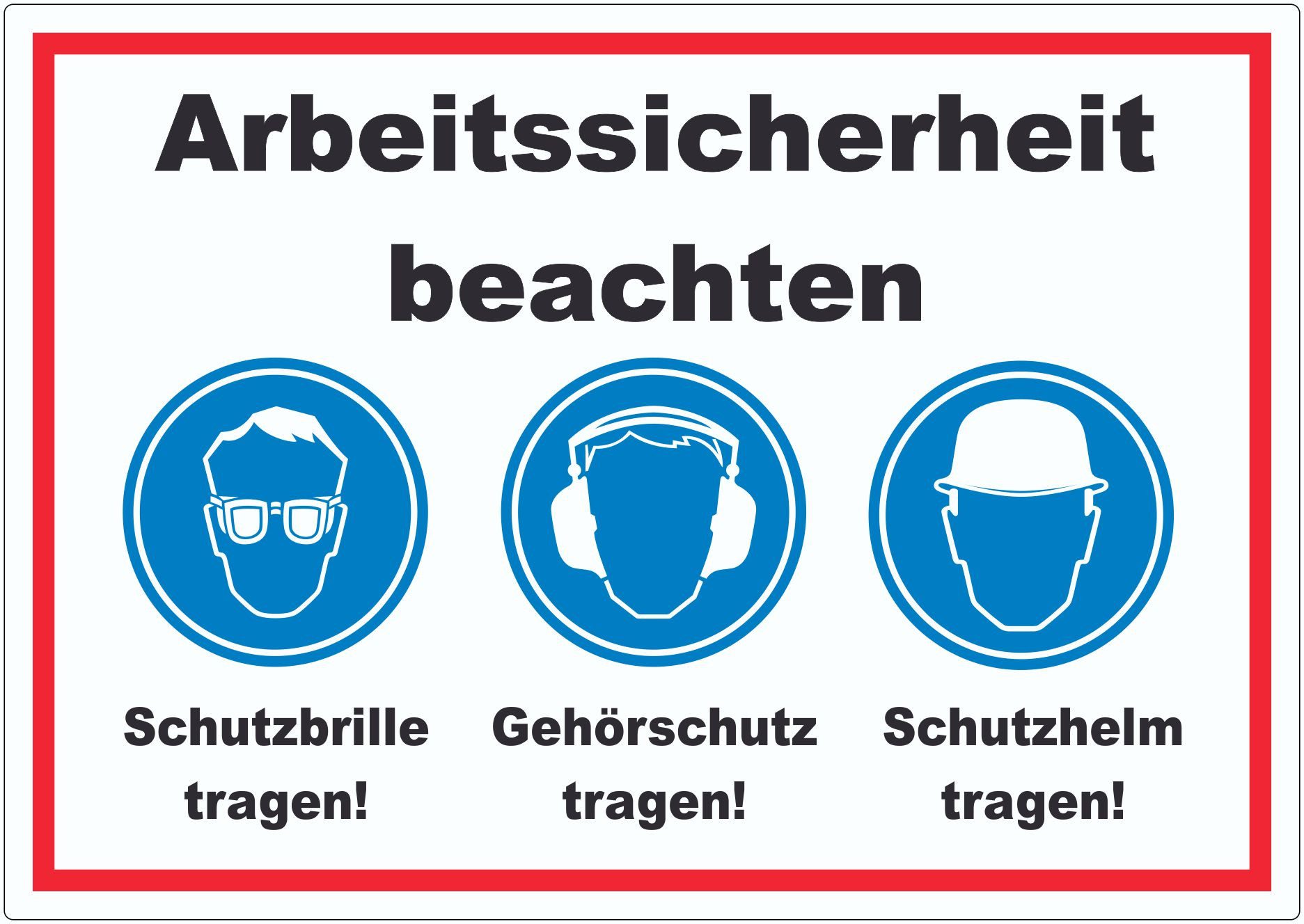HB-Druck Aufkleber Arbeitssicherheit Augen Ohren Kopf Aufkleber, wetterfest, UV-beständig, kratzfest