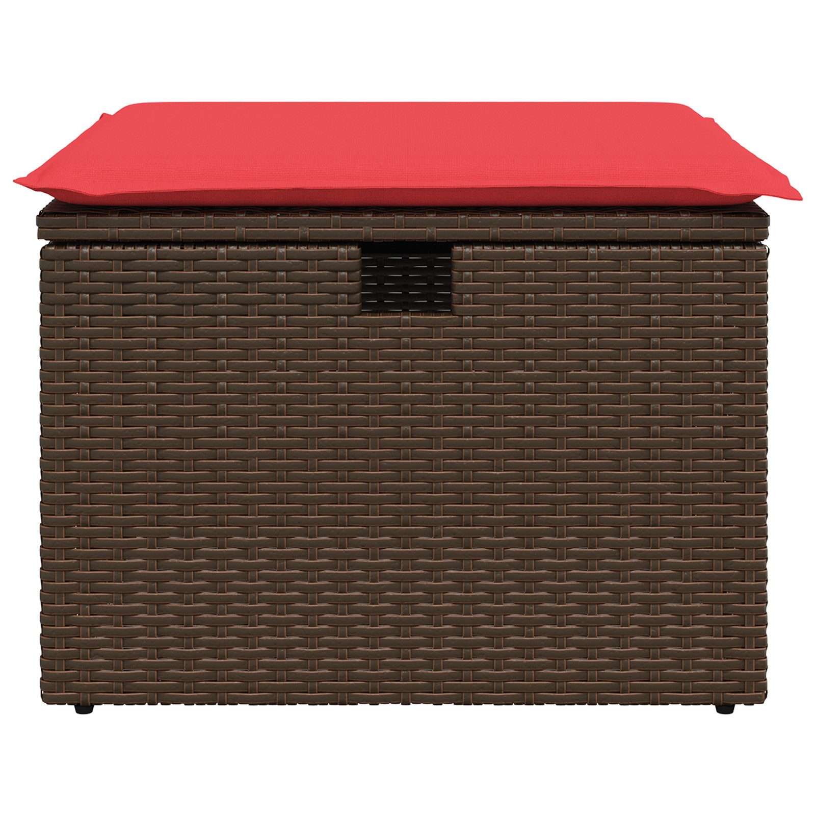 vidaXL Hocker Gartenhocker mit Kissen Braun 55x55x37 cm Poly Rattan (1 St)