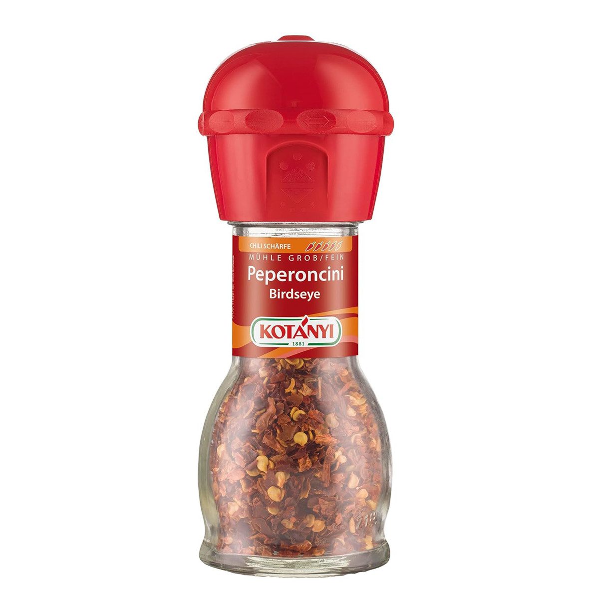 KOTANYI Gewürz, Kotanyi Peperoncini Birdseye Chili Mühle grob und fein Gewürz 24g
