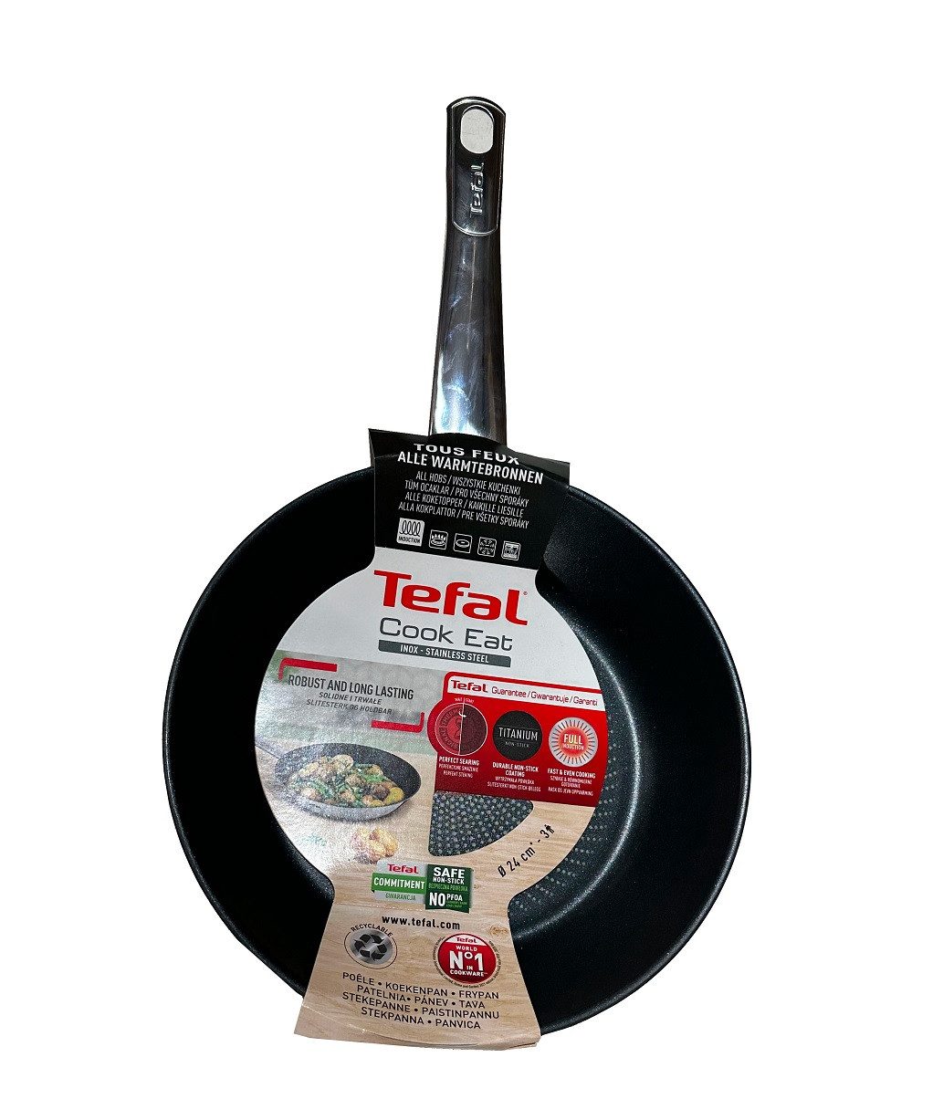 Tefal Grillpfanne Tefal B9220404 COOK EAT Pfanne 24 cm induktionsgeeignet, Edelstahl