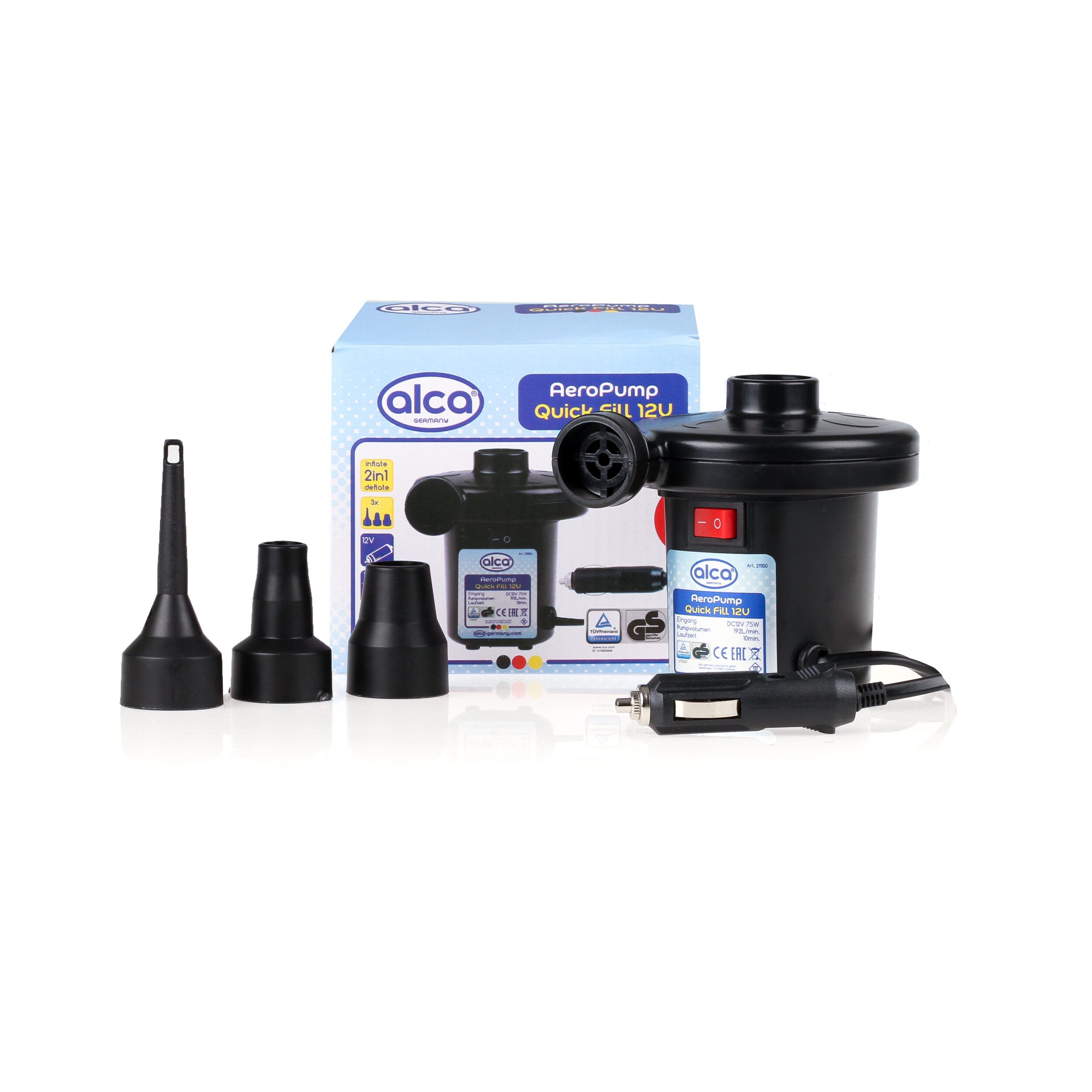 Luftpumpe Luftpumpe Camping 12 V elektrische Pumpe mit 3 Adapter