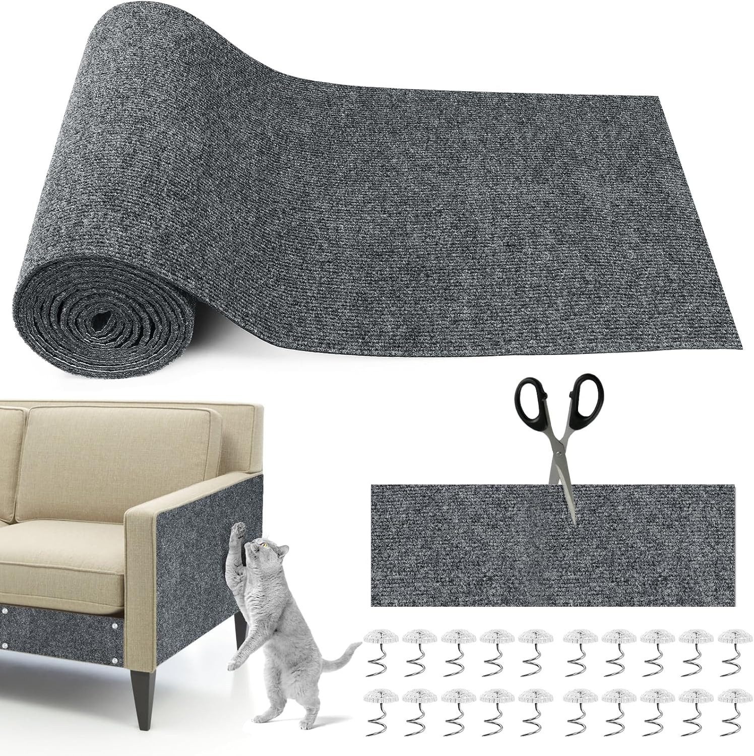 FELIXLEO Kratzmatte Kratzmatte Katze Selbstklebend 300x40cm mit 20 Schrauben Sofa