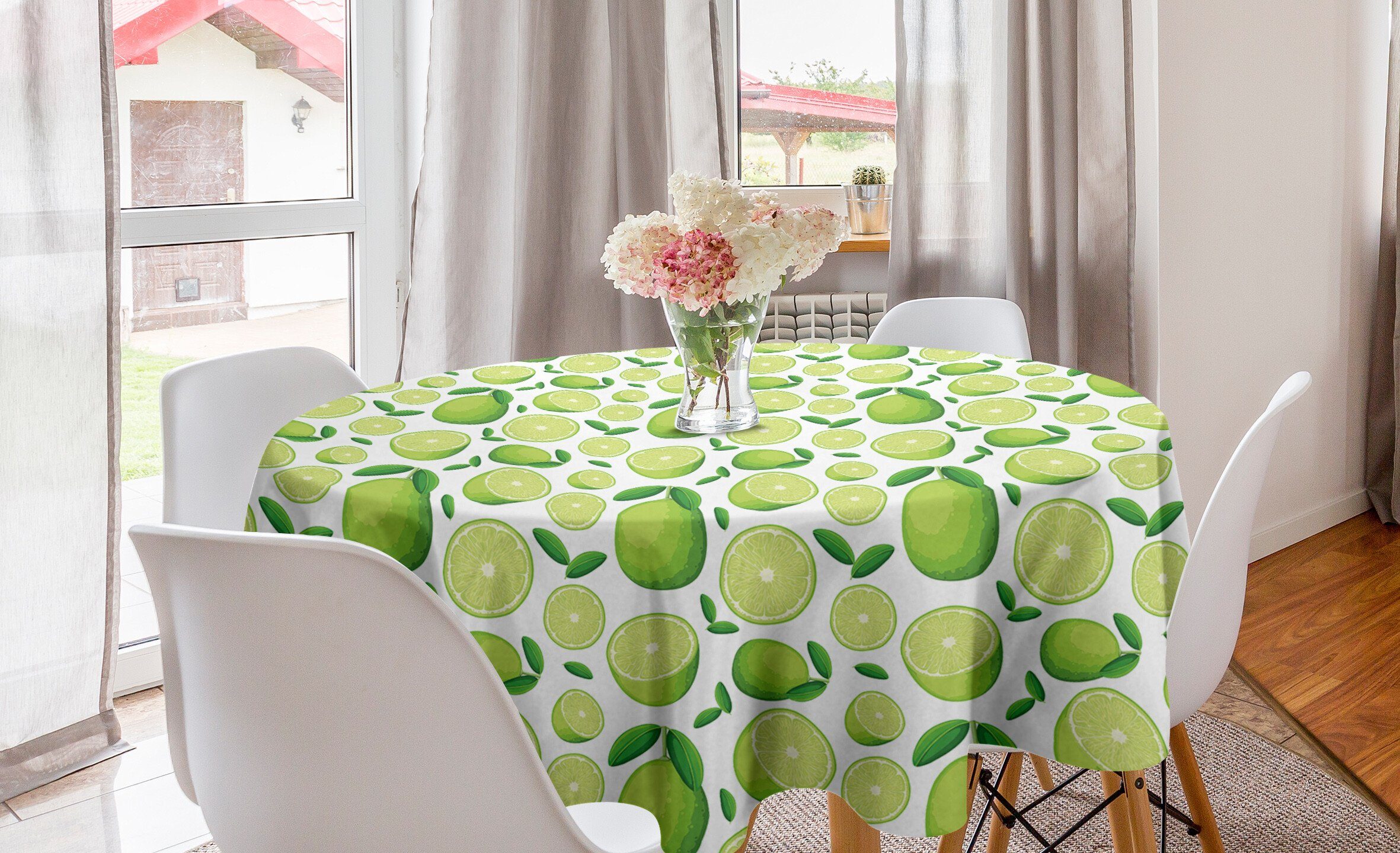 Küche Dekoration, Kreis Limetten-Muster Esszimmer Abakuhaus Zitrone Tischdecke Scheiben für Abdeckung Tischdecke Geschnittenen In Eintönigkeit