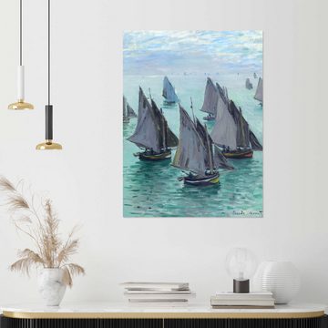 Posterlounge Wandfolie Claude Monet, Fischerboote bei ruhigem Wetter, Wohnzimmer Maritim Malerei