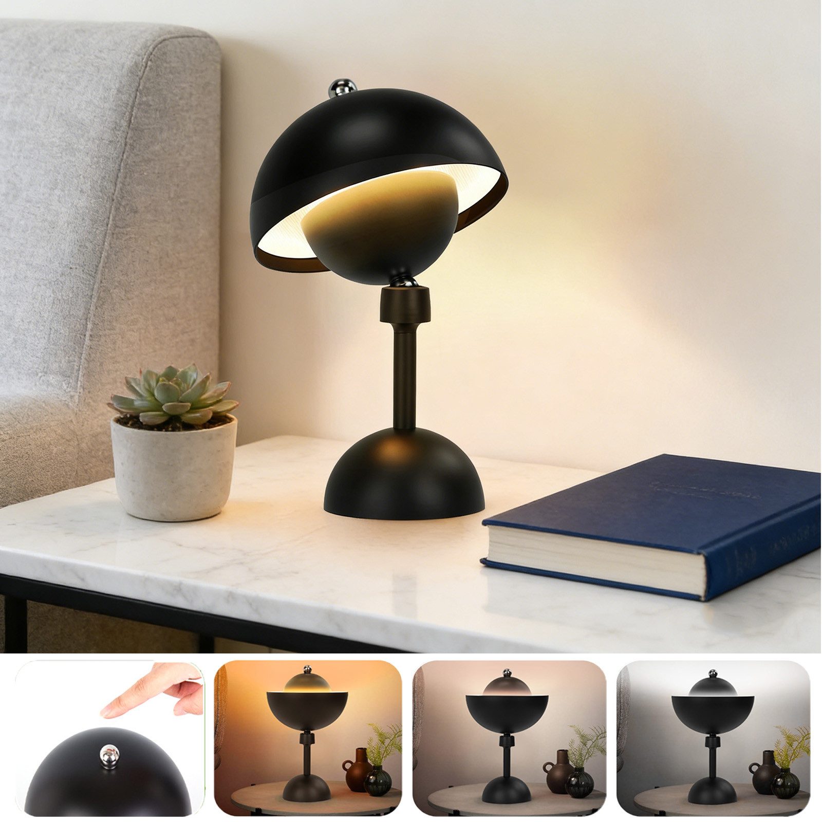 MUPOO LED Nachtlicht Kabellose LED-Tischleuchte Magnetisch, Touch Dimmbar, 3000-6500K