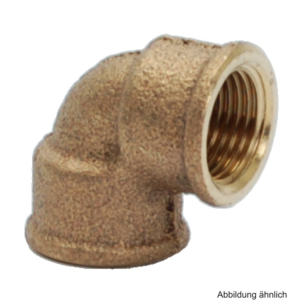 Viega Wasserrohr Rotguss Winkel 90° mit 2 Innengewinden, Serie 3090, 1/2" x 3/8"