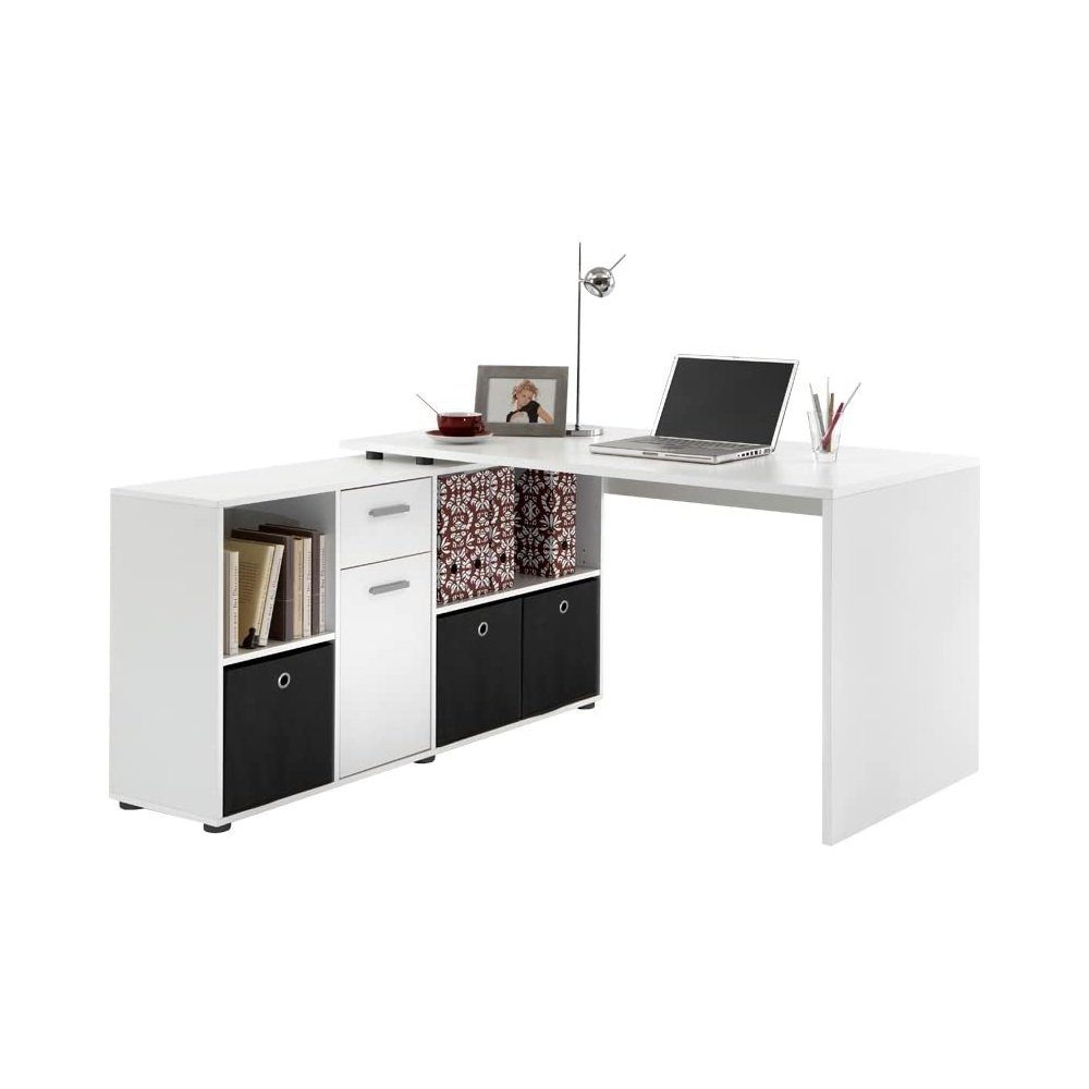 Lex Bürotisch Möbel Schreibtisch FMD weiss Winkelkombination Büro Schreibtisch