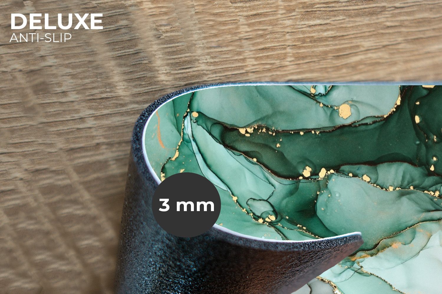 MuchoWow Platzset Gold - Marmor - Grün - Luxus - Marmoroptik/print - Grau, (6-St), Platzsets, Tischset, Abwaschbar, Tischsets, Platzdeckchen