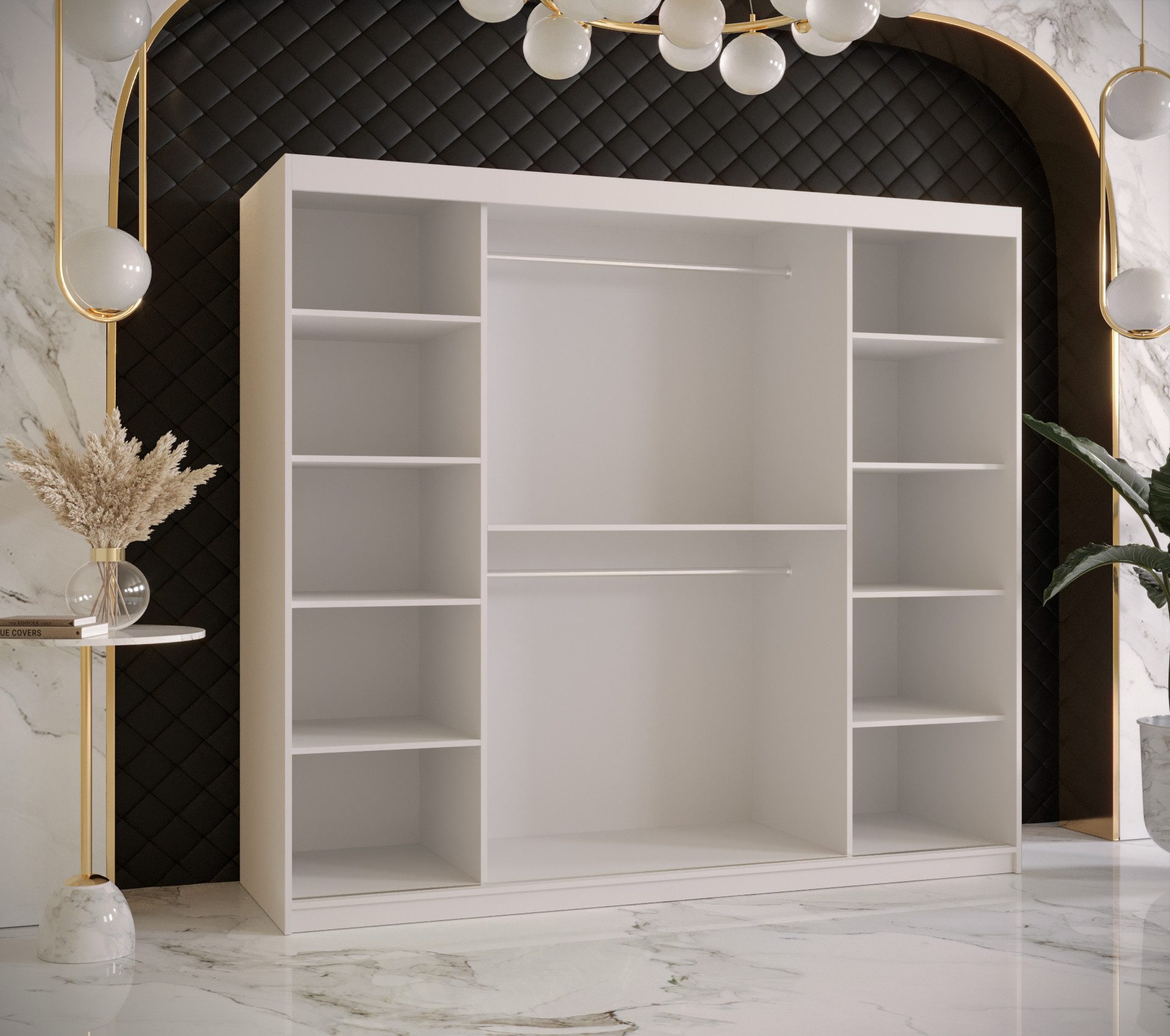 ABIKS MÖBEL Schwebetürenschrank RIFLO WAVE 2 Schlafzimmerschrank - mit Schiebetüren, Kleiderstange