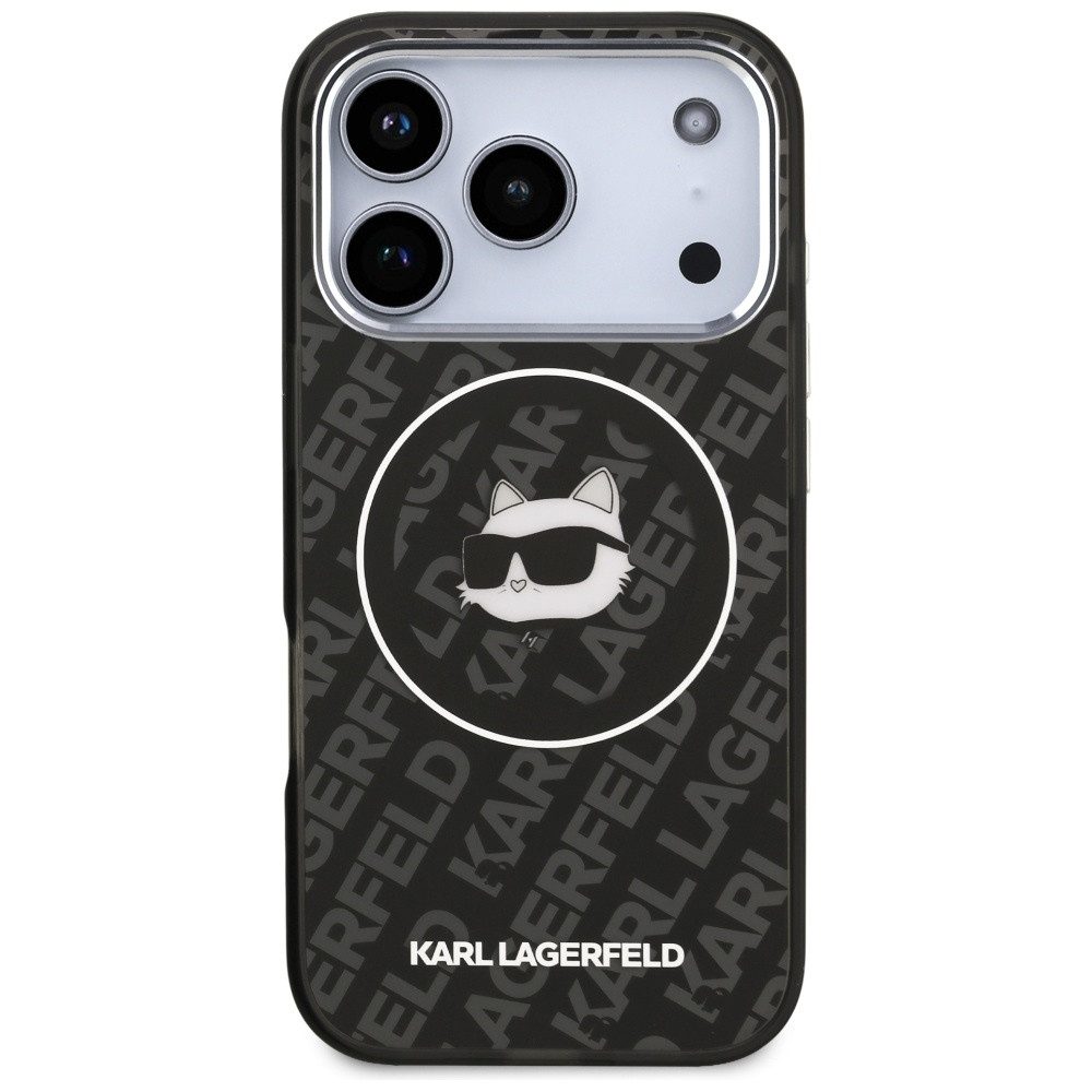 KARL LAGERFELD Handyhülle MagSafe iPhone 17 Pro Kunststoff schwarz Logo Katze 6,3 Zoll, Kantenschutz
