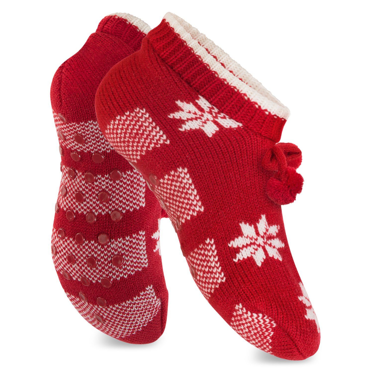 celodoro Haussocken Damen Norweger Strick Hüttensocken mit ABS-Sohle (1 Paar)
