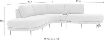 andas Ecksofa Sersan, 273cm, L-Form, gleichschenklig, Chenille, tiefe Sitzfläche, attraktive abgerundete Elemente, mit Metallfüßen