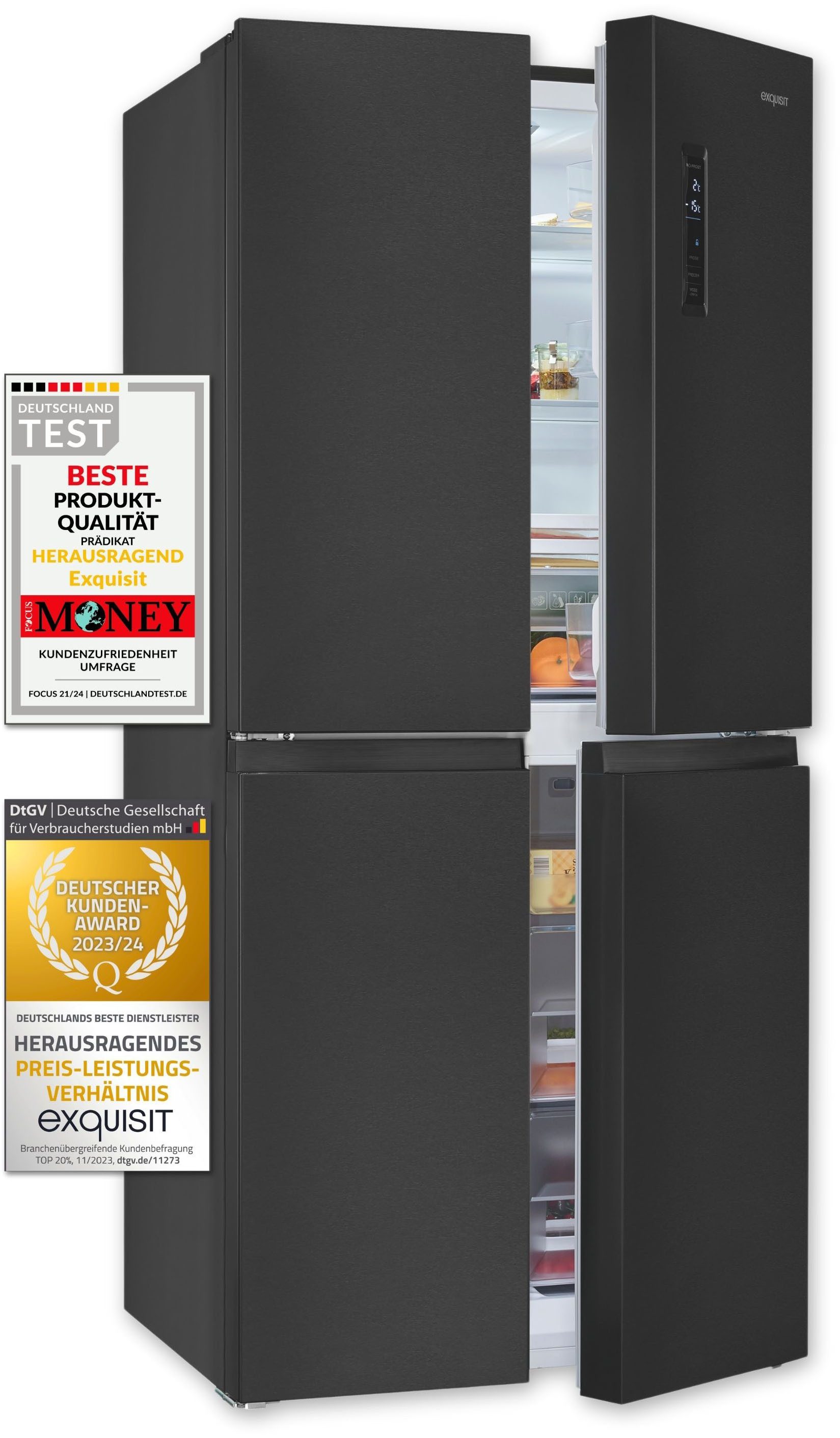 exquisit Multi Door MD425-150-040C inoxlook-az, 180 cm hoch, 79 cm breit