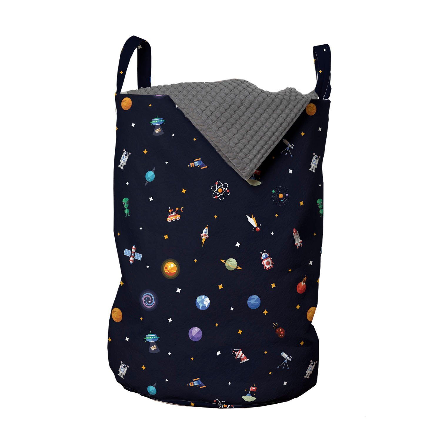 Abakuhaus Wäschesäckchen Wäschekorb mit Griffen Kordelzugverschluss für Waschsalons, Raumschiff Sterne Alien Planeten