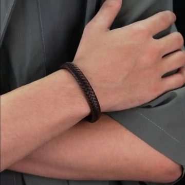Sanixa Armband Herrenarmband leder schwarz braun 21,5 cm Lederarmband, Herrenschmuck Geschenk für Ihn Armband Herren