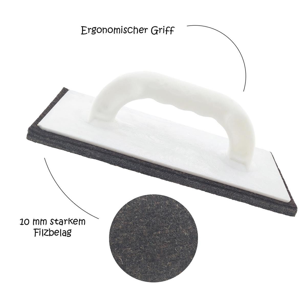 varivendo Fugenkelle 4er Reibebrett Set Glättkelle Putzkelle 280x140mm Schwarz/Grau (Stück, 4-St., Reibebrett) Schwammscheibe Putzbrett Fliesenwaschbrett Reibebrett