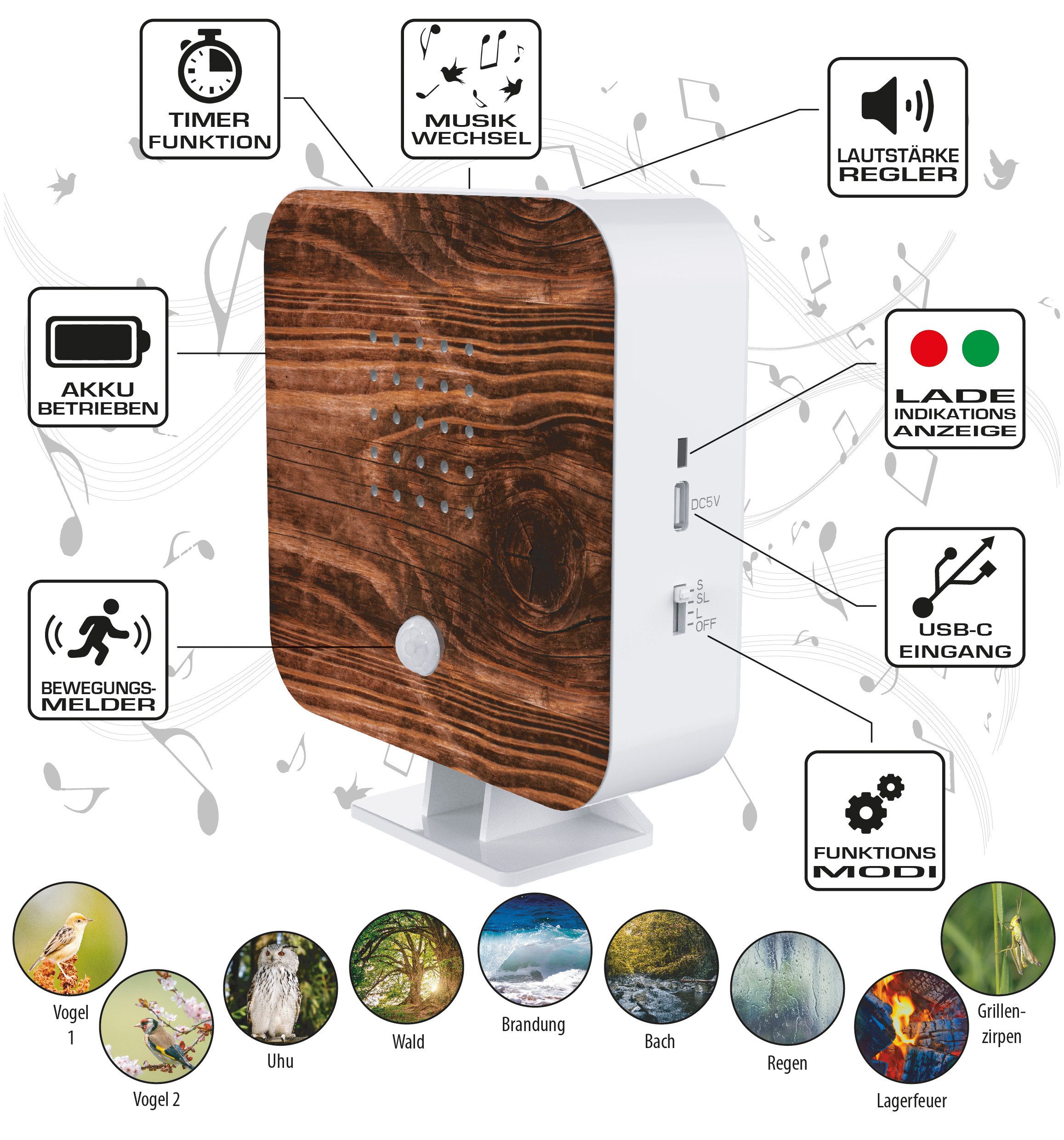 Northpoint LED Dekolicht Naturgeräuschebox Vogelzwitscher Bewegungsmelder günstig online kaufen