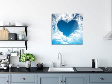 Pixxprint Glasbild Romantisches Herz in den Wolken, Romantisches Herz in den Wolken (1 St), Glasbild aus Echtglas, inkl. Aufhängungen und Abstandshalter