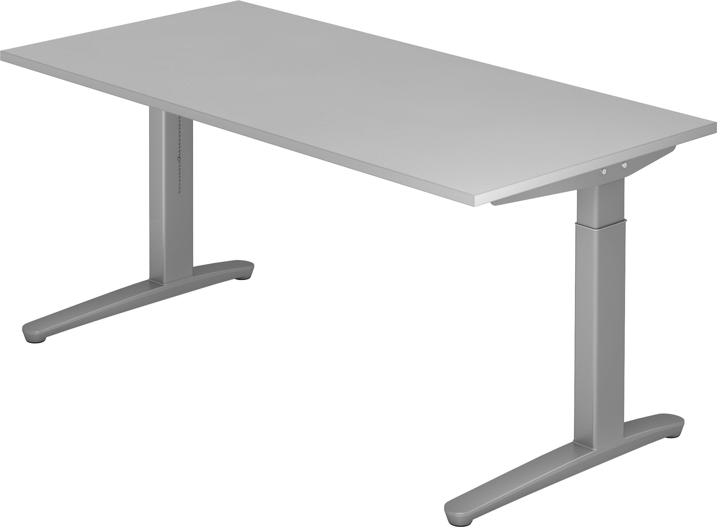 bümö Schreibtisch Schreibtisch Serie-XB, Rechteck: 160 x 80 cm - Dekor: Grau - Gestell: Silber