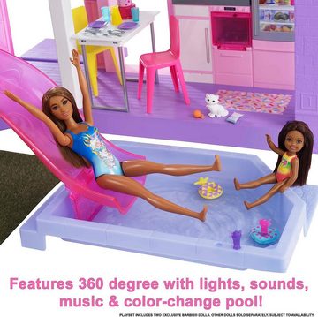 Barbie Puppenhaus Jubiläums Edition, 3-stöckiges Puppenhaus mit 6 Zimmern, Barbie-Pool, (Dreamhouse, Puppen Haus, Puppenhäuser, Set, mit Rutsche, 100-tlg., ab 3 jahren, Puppenvilla Dollhouse, Film, Beleuchtung), Puppenhaus Barbie xxl groß, The Movie, Barbiehaus, Puppenstube Puppen