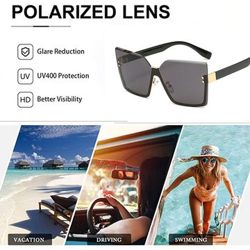 IBETTER Sonnenbrille Sonnenbrille Damen,Halbgestelle Unregelmäßige Farbverlauf Sonnenbrille (Unisex mit UV400 Schutz Vintage)