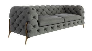 S-Style Möbel 3-Sitzer Ashley Chesterfield Sofa mit Goldene Metall Füßen, mit Wellenfederung