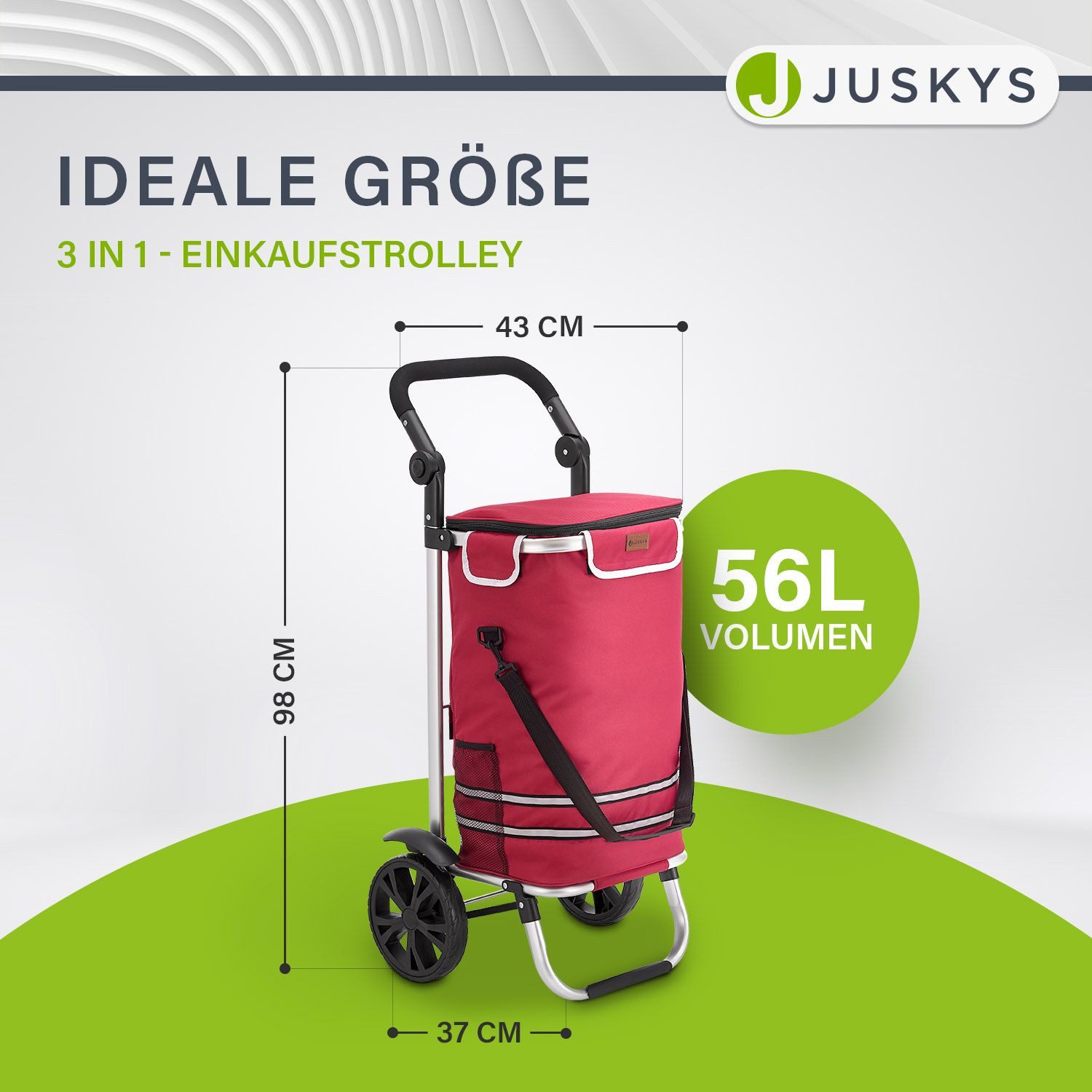 Juskys Einkaufstrolley, 56 l, 3in1 für Shopping, mit 2 Rollen, 56 L Tasche, günstig online kaufen