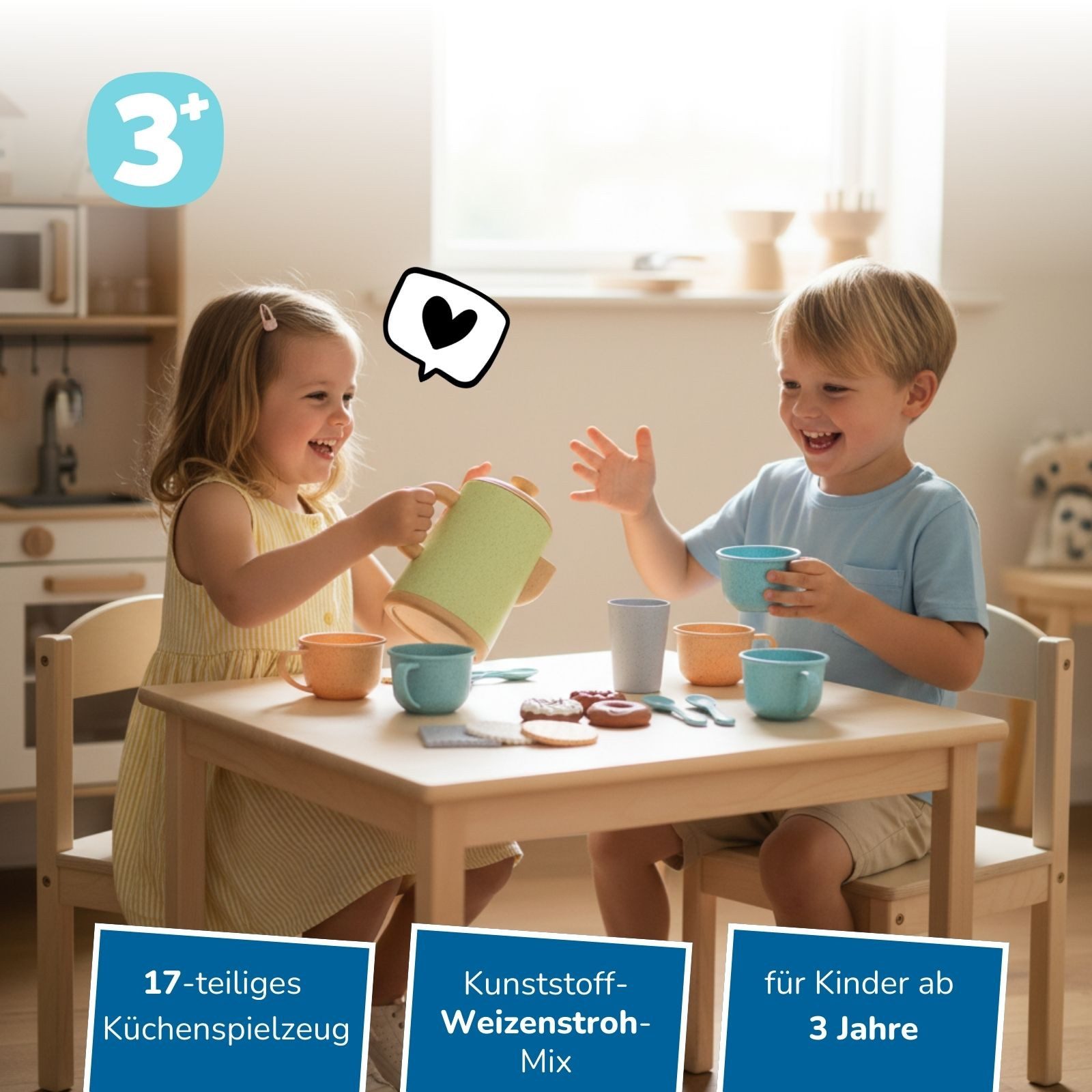 alldoro Spielgeschirr Kaffeeservice für die Kinderküche, 17-teiliges Puppen günstig online kaufen