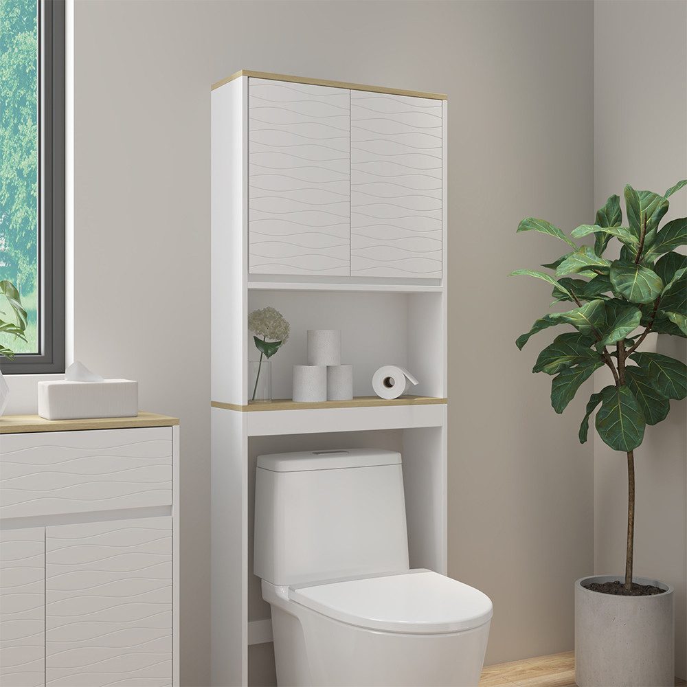 Vicco Badregal Livia, Weiß/Holz, 60 x günstig online kaufen