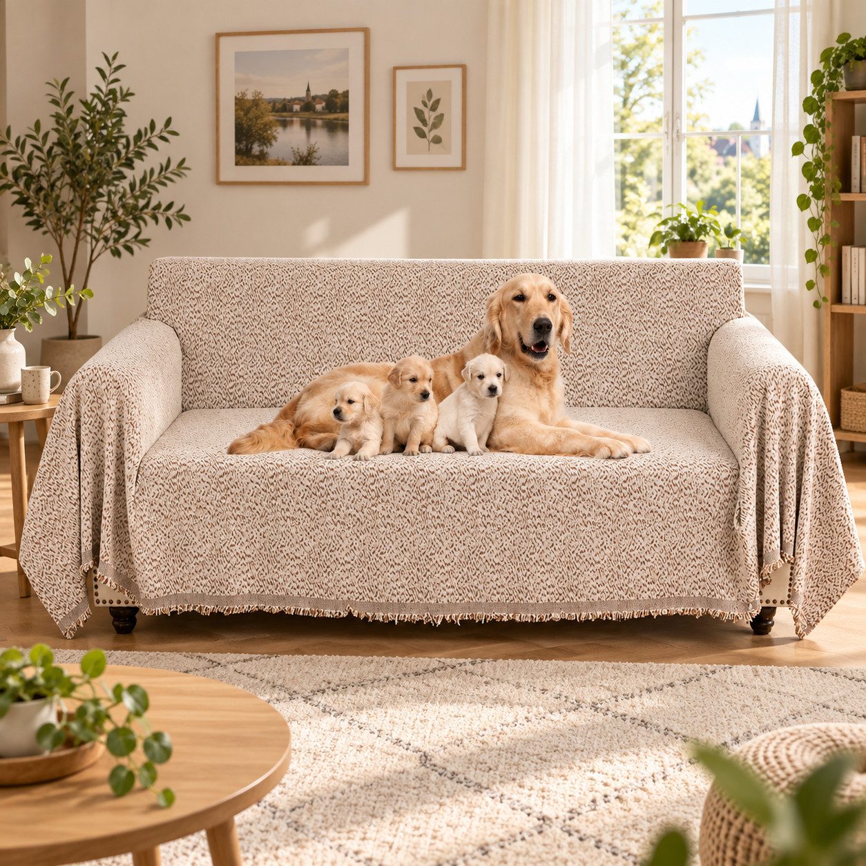 Rosnek Sofabezug Chenille Sofaüberwurf, Sofabezug mit Muster, waschbar, in 4 Farben, Weiche Sofadecke als Couchüberwurf für Wohnzimmer, Sofa & Sofabett