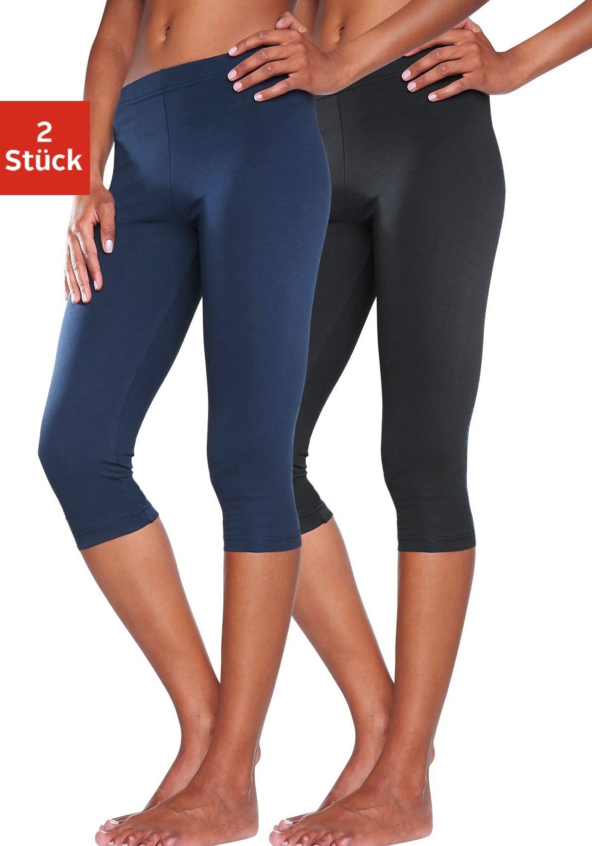 Vivance Active by Lascana Caprileggings (2er-Pack) mit Gummibund, Loungewear