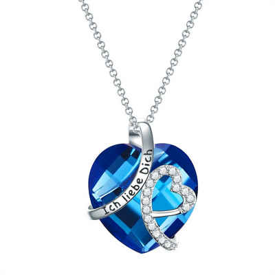 Rafaela Donata Collier Halskette mit Herz-Anhänger, mit Zirkonia in blau